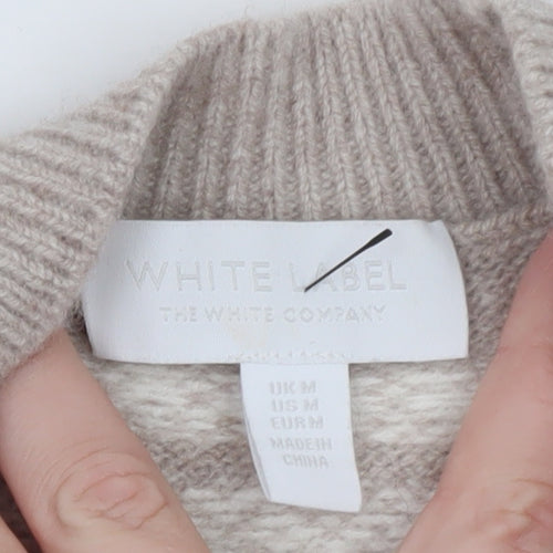 The White Company Women Beige Fair Isle Wool Cashmere Pullover Jumper M
