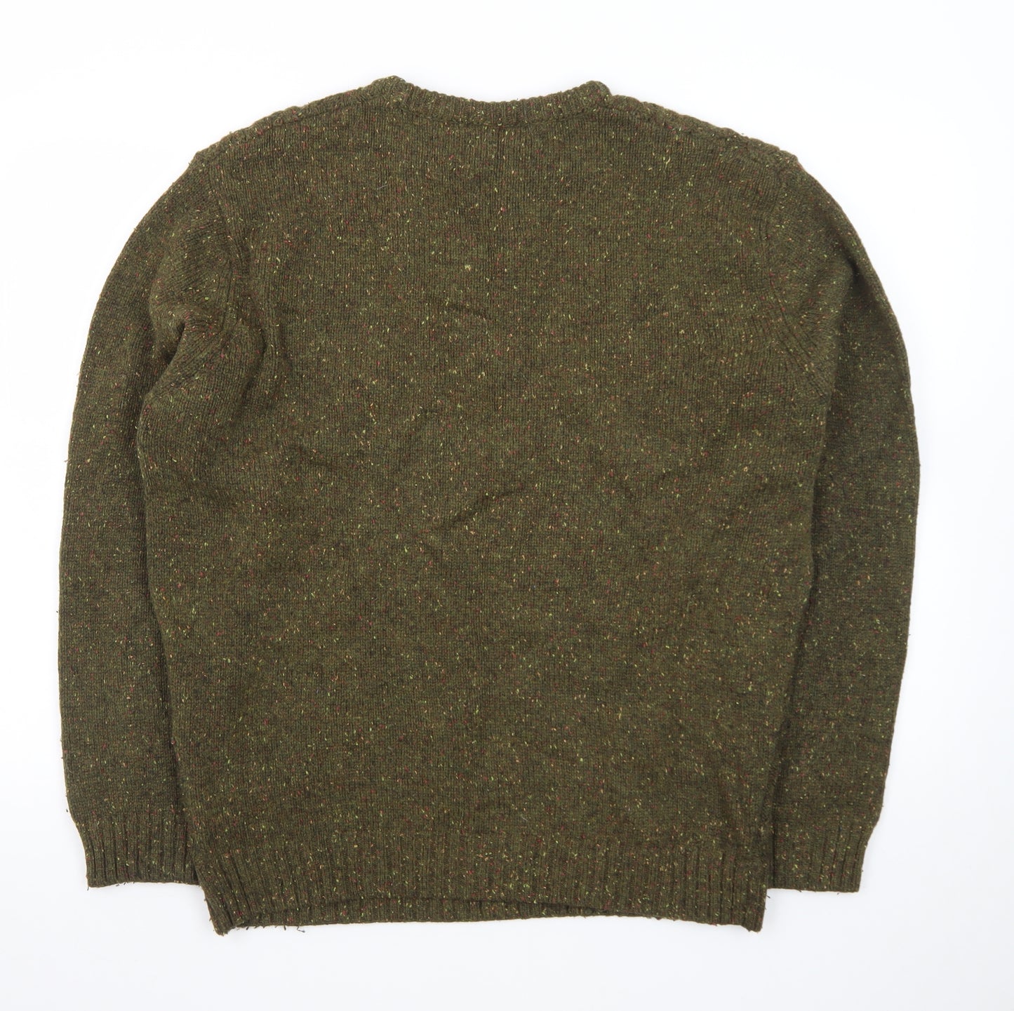 Peter Gribby Men’s Green Lambswool Cable Knit Crew Neck Jumper XL