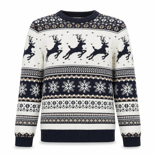 Marks and Spencer Men's Blue Fair Isle Christmas Cotton Jumper M