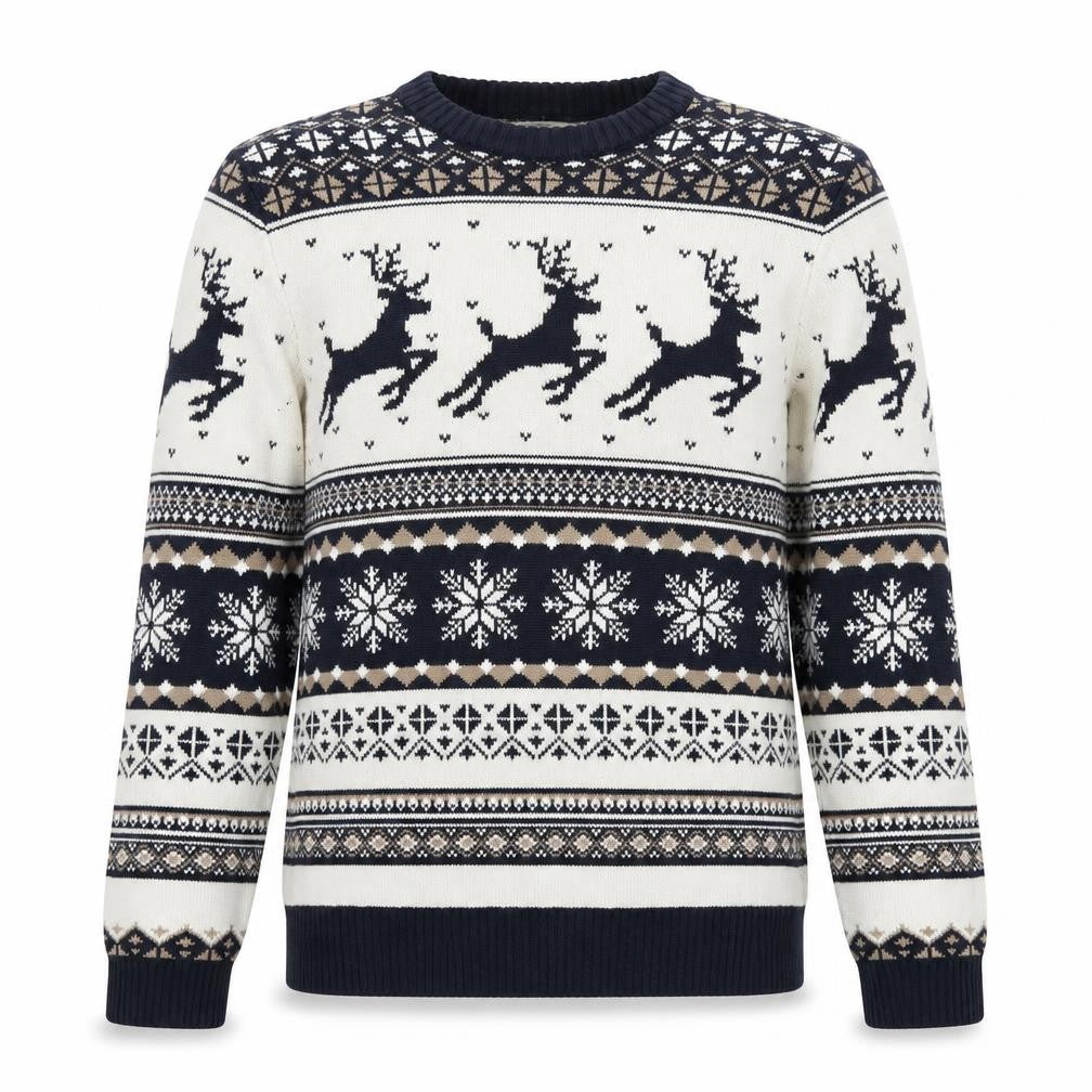 Marks and Spencer Men's Blue Fair Isle Christmas Cotton Jumper M