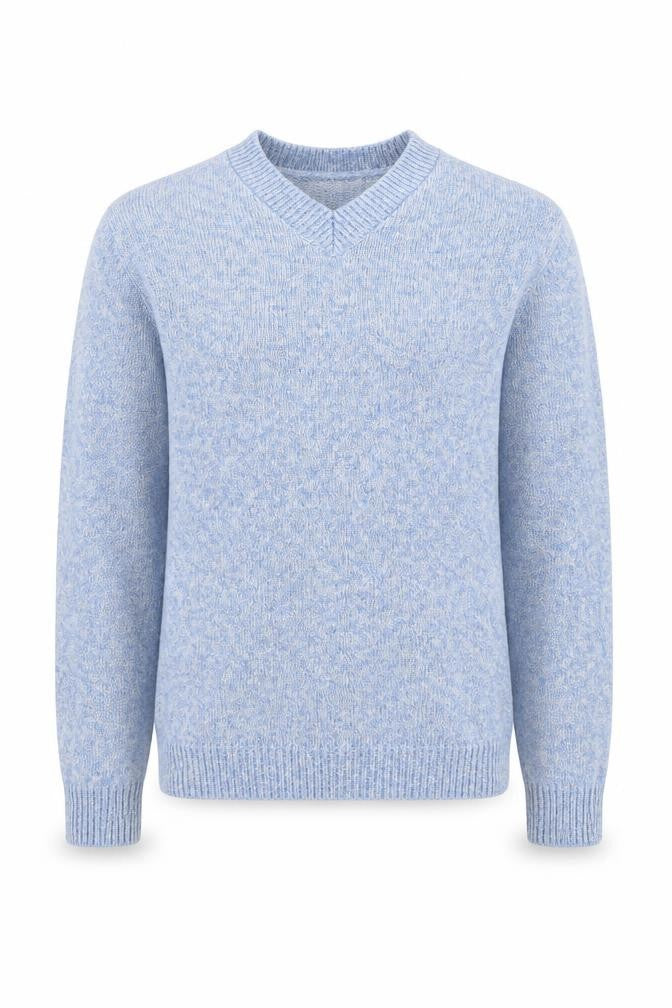Pull&Bear Men’s Blue V-Neck Wool Blend Knit Jumper Size S