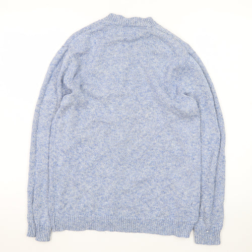 Pull & Bear Men’s Blue V-Neck Wool Blend Knit Jumper Size S