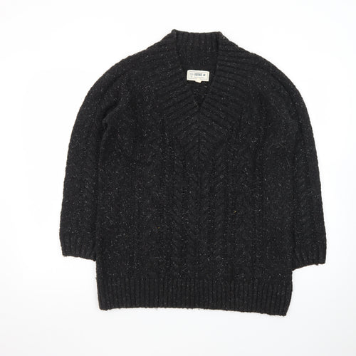 FatFace Unisex Black Cable Knit Cardigan M