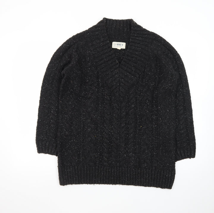 FatFace Unisex Black Cable Knit Cardigan M