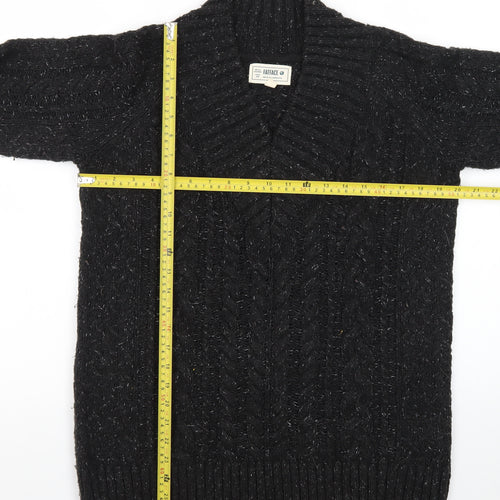 FatFace Unisex Black Cable Knit Cardigan M