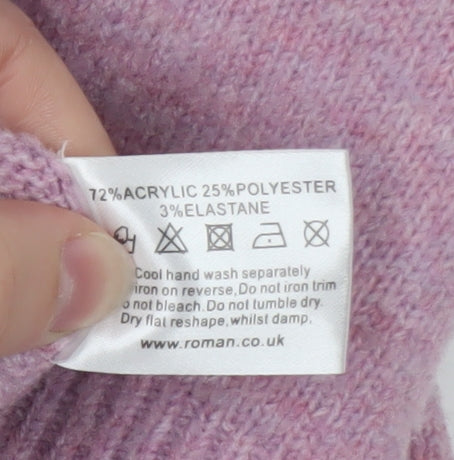 Roman Womens Pink Fair Isle Beaded Crew Neck Jumper Size 20