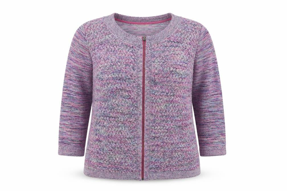 Front view of Marks & Spencer Women’s Multicoloured Full Zip Knit Jumper, size UK 16