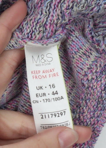 Marks and Spencer Women’s Multicoloured Full Zip Knit Jumper Size 16