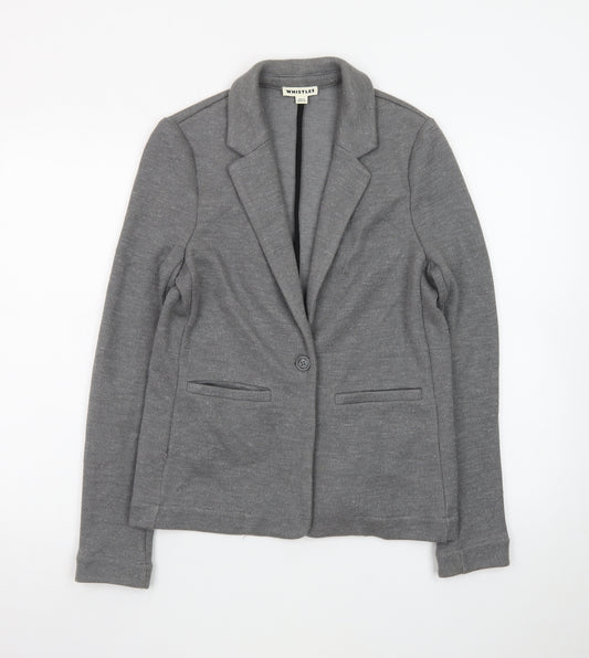 Whistles Women Grey Single-Breasted Blazer Jacket Size 8