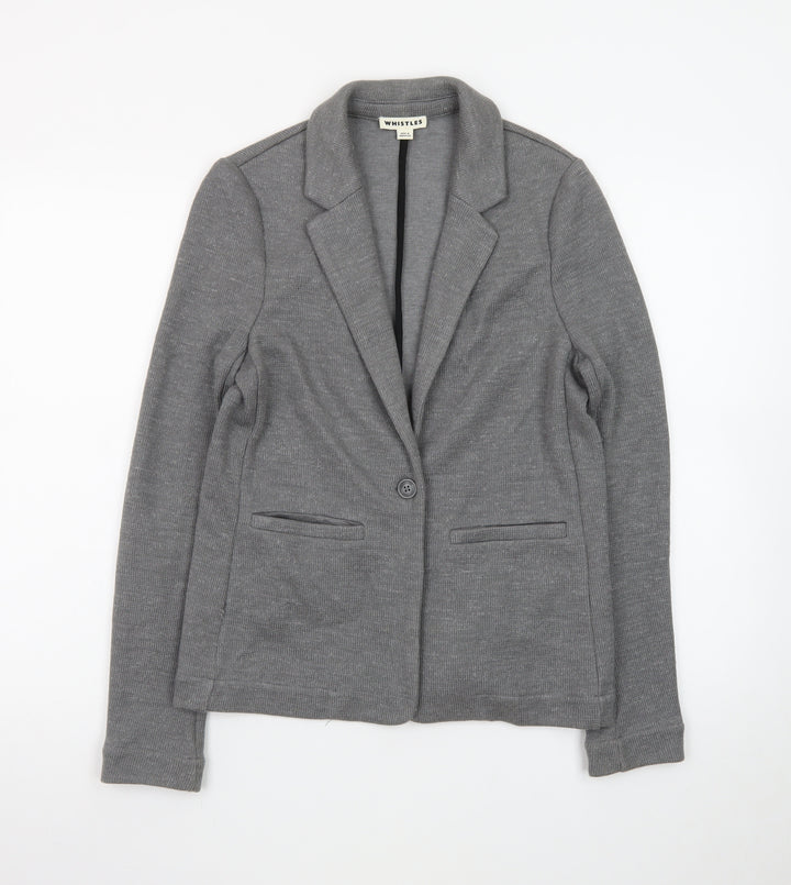 Whistles Women Grey Single-Breasted Blazer Jacket Size 8