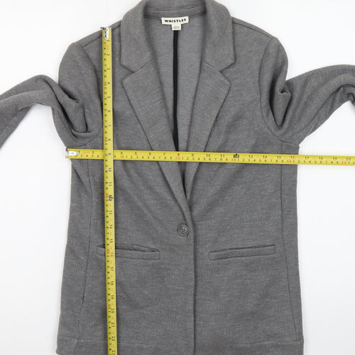 Whistles Women Grey Single-Breasted Blazer Jacket Size 8