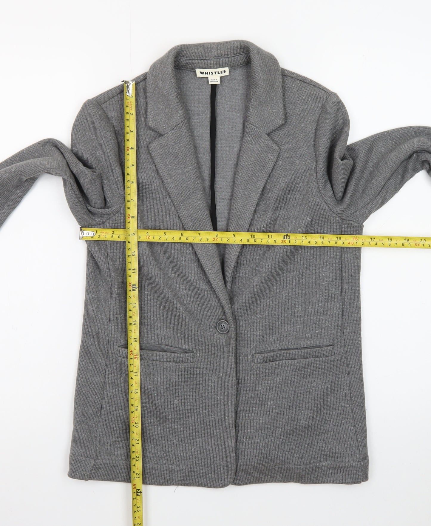 Whistles Women Grey Single-Breasted Blazer Jacket Size 8