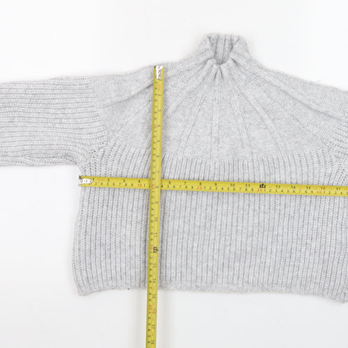 Fashion Union Women's Grey High Neck Chunky Knit Jumper Size 10