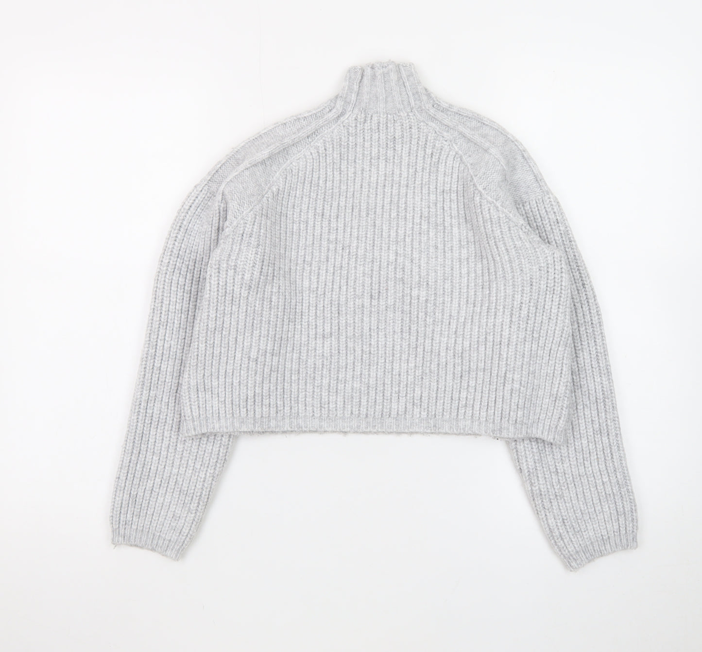 Fashion Union Women's Grey High Neck Chunky Knit Jumper Size 10