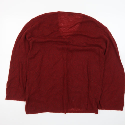 Jigsaw Women Red Wool Mohair V-Neck Long Sleeve Pullover Jumper Size L