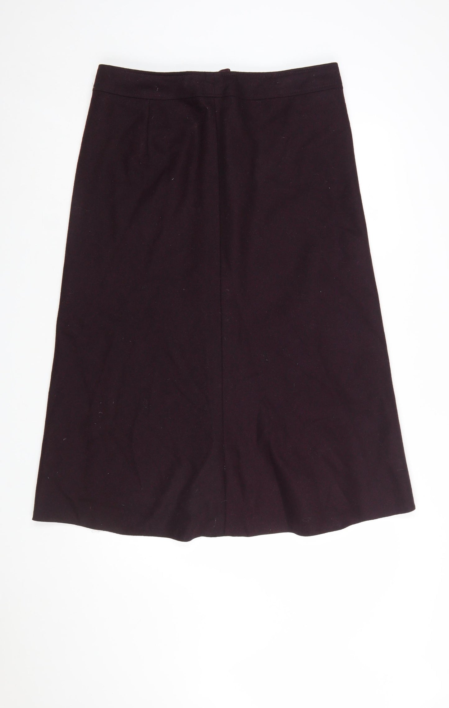 Marks and Spencer Women Claret Wool Blend A-Line Skirt Size 16
