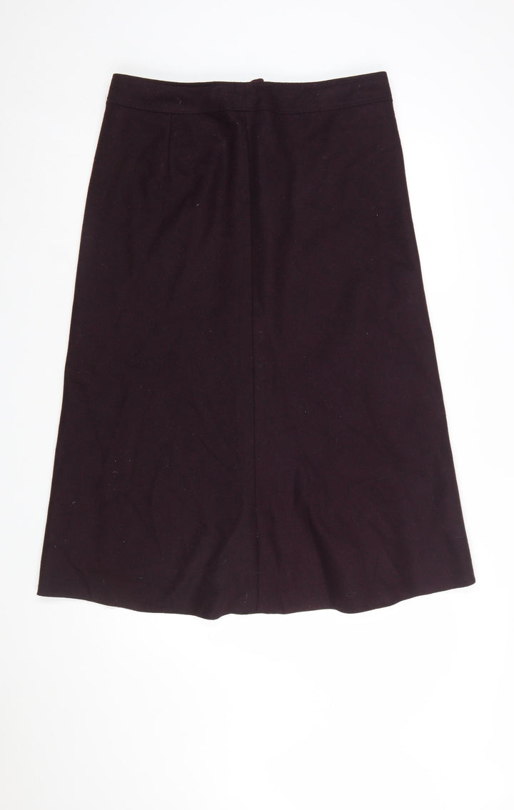 Marks and Spencer Women Claret Wool Blend A-Line Skirt Size 16