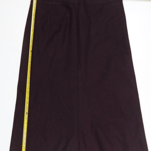 Marks and Spencer Women Claret Wool Blend A-Line Skirt Size 16