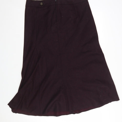 Marks and Spencer Women Claret Wool Blend A-Line Skirt Size 16