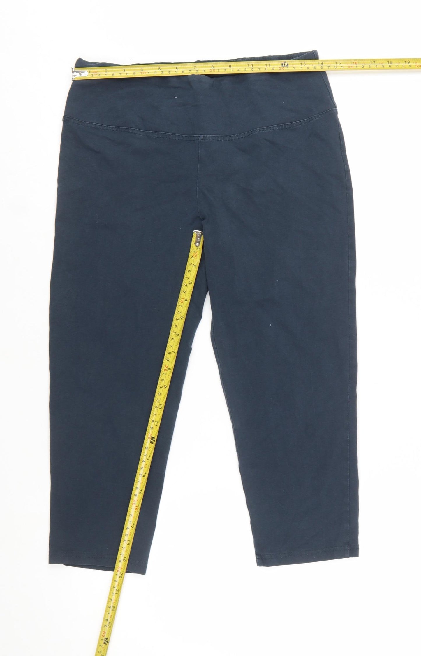 Alice Collins Women Blue Cotton Stretch Capri Leggings Size 14