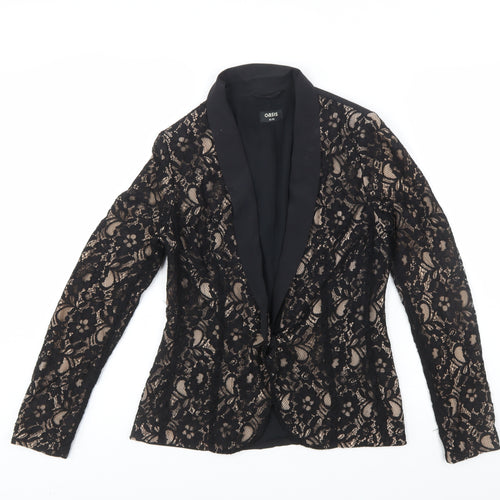 Oasis Women’s Black Lace Tuxedo Blazer Size 10 Slim Fit