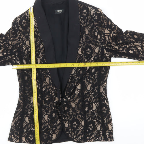 Oasis Women’s Black Lace Tuxedo Blazer Size 10 Slim Fit
