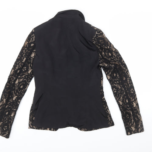 Oasis Women’s Black Lace Tuxedo Blazer Size 10 Slim Fit