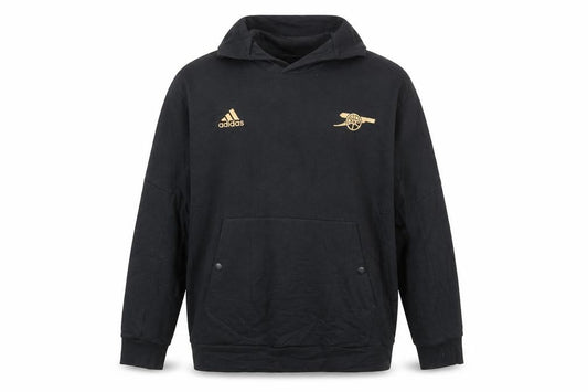 Front view of Adidas Men Black L Pullover Hoodie Football Sportswear