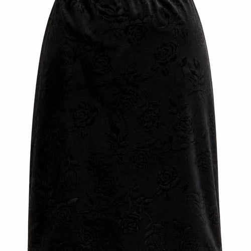 Design Essentials Womens Black Size 14 Midi Velvet Floral Skirt