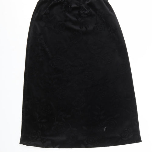 Design Essentials Womens Black Size 14 Midi Velvet Floral Skirt