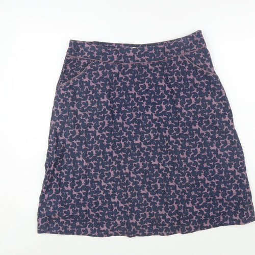 Seasalt Cornwall Womens Purple Floral A-Line Cotton Skirt Size 12