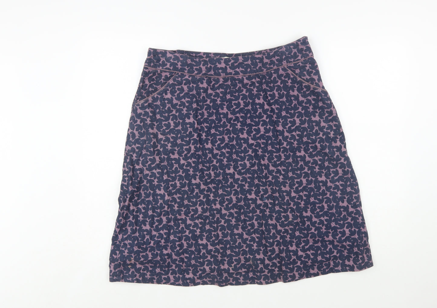 Seasalt Cornwall Womens Purple Floral A-Line Cotton Skirt Size 12