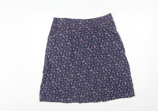 Seasalt Cornwall Womens Purple Floral A-Line Cotton Skirt Size 12
