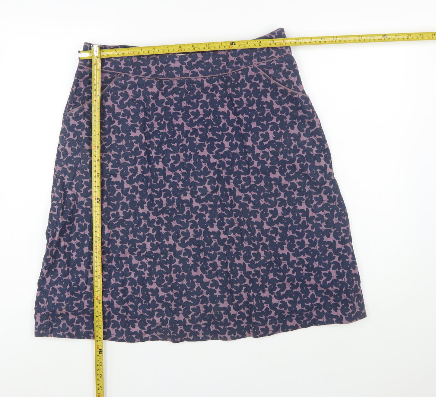 Seasalt Cornwall Womens Purple Floral A-Line Cotton Skirt Size 12