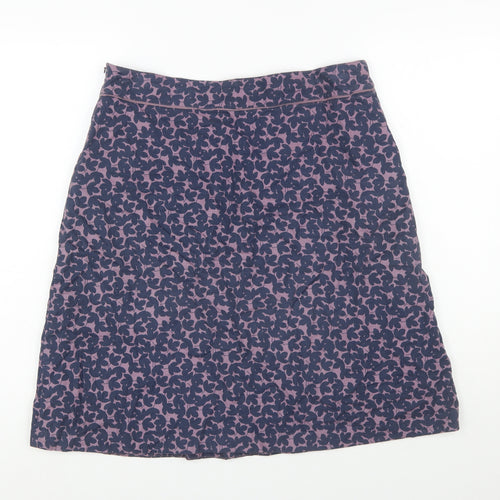 Seasalt Cornwall Womens Purple Floral A-Line Cotton Skirt Size 12