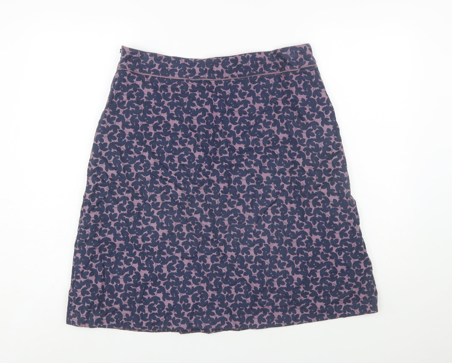 Seasalt Cornwall Womens Purple Floral A-Line Cotton Skirt Size 12