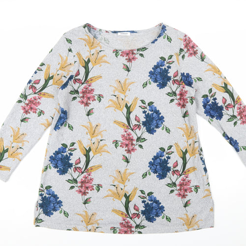 Damart Womens Grey Floral Long Sleeve Jersey Top L