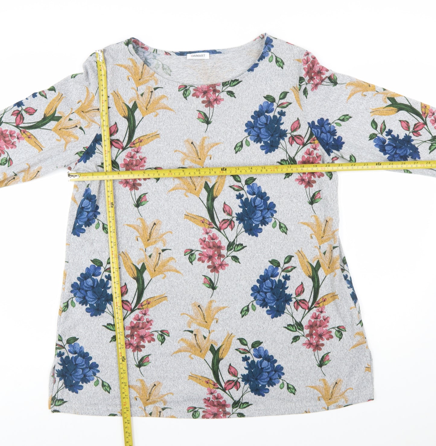 Damart Womens Grey Floral Long Sleeve Jersey Top L