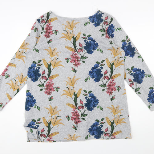 Damart Womens Grey Floral Long Sleeve Jersey Top L
