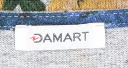 Damart Womens Grey Floral Long Sleeve Jersey Top L