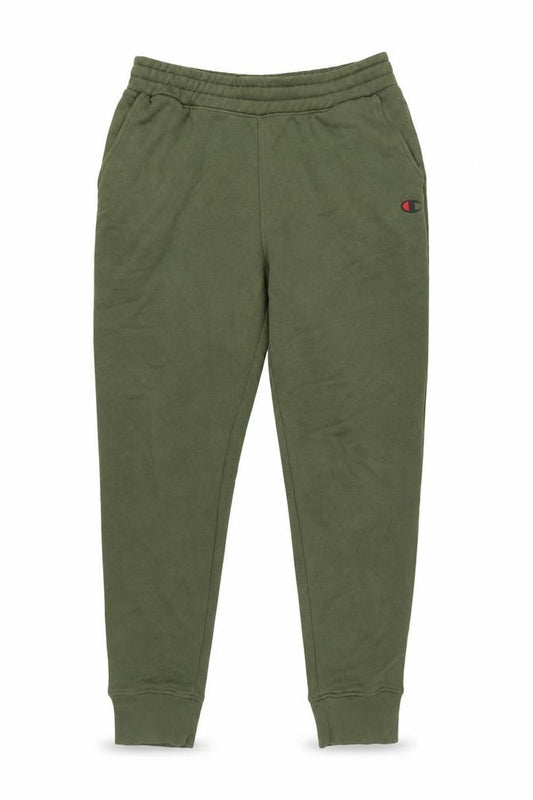 Front view of Champion Men’s Green Jogger Trousers, size M, Fleece Comfort Fit