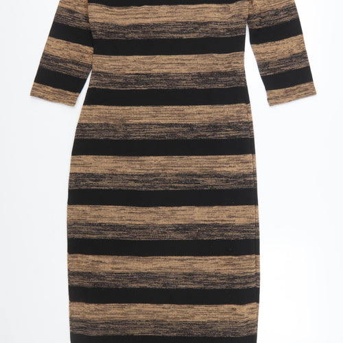 Marks and Spencer Women Brown Striped Bodycon Dress Size 12