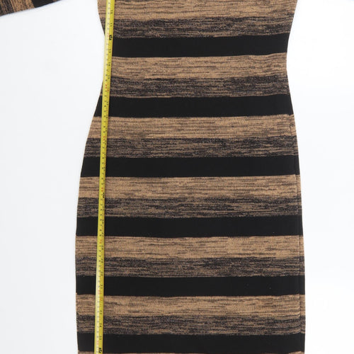 Marks and Spencer Women Brown Striped Bodycon Dress Size 12