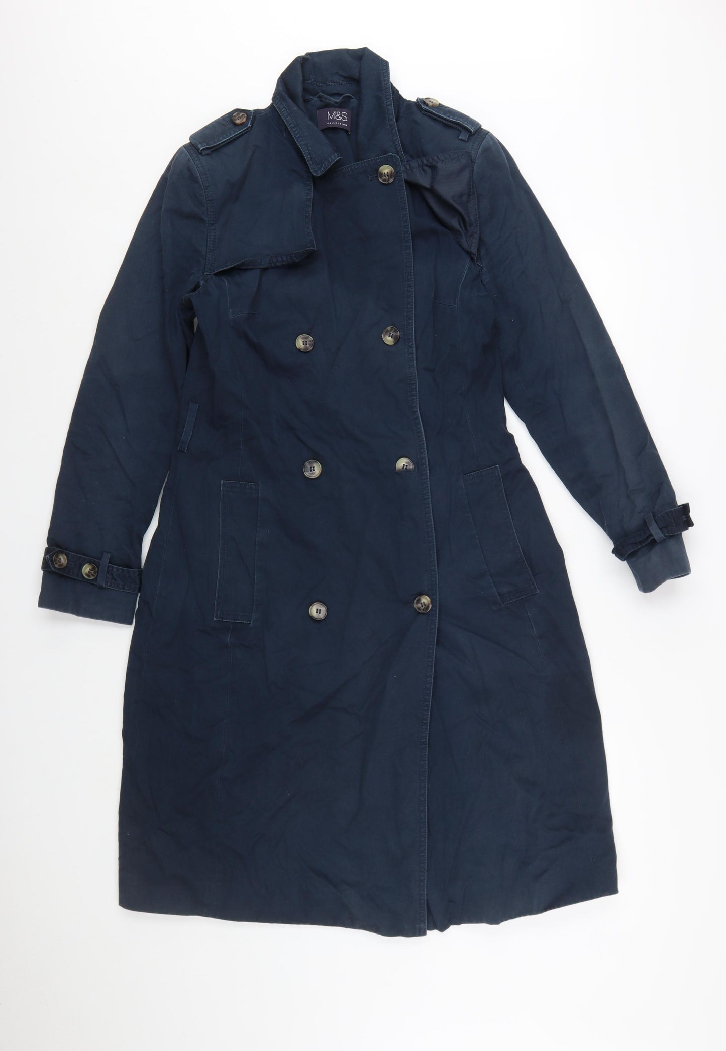 Marks and Spencer Women's Blue Cotton Trench Coat Size 10