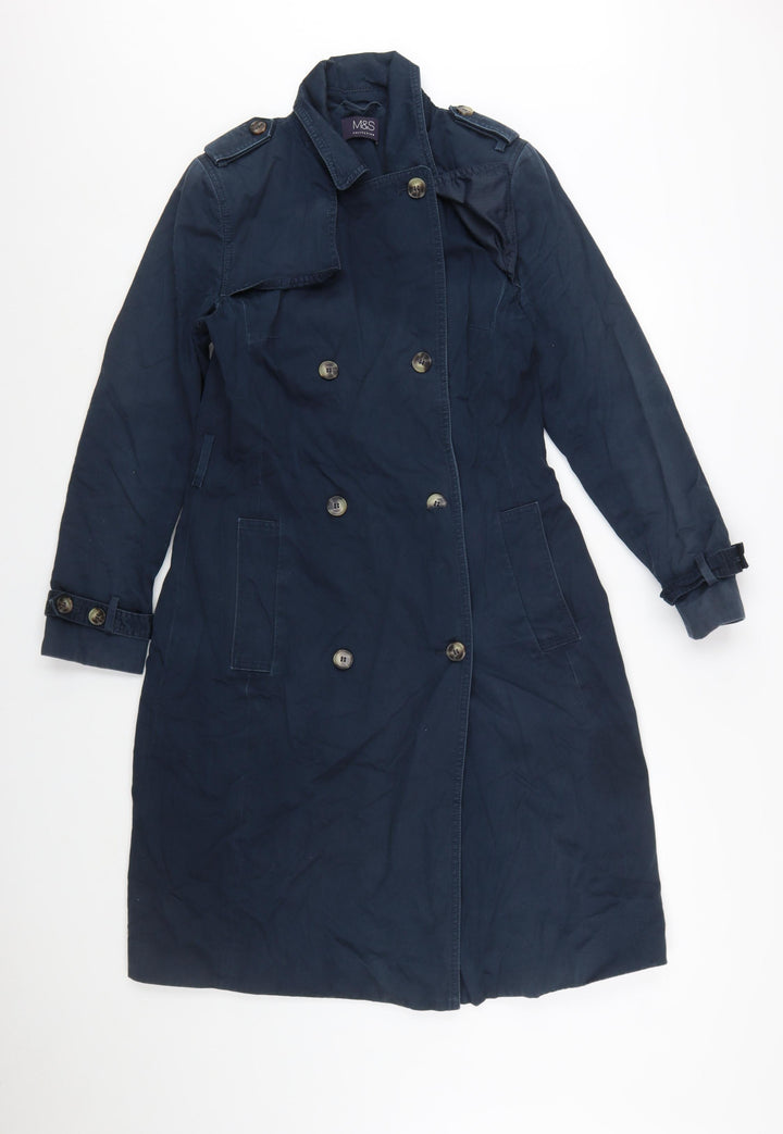 Marks and Spencer Women's Blue Cotton Trench Coat Size 10