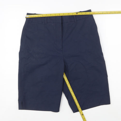 Marks and Spencer Women's Blue Bermuda Cotton Blend Shorts Size 12