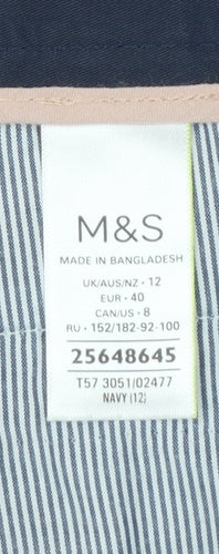 Marks and Spencer Women's Blue Bermuda Cotton Blend Shorts Size 12
