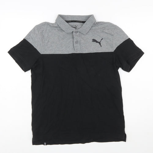 Puma Men's Black & Grey Colourblock Polo Shirt Size S