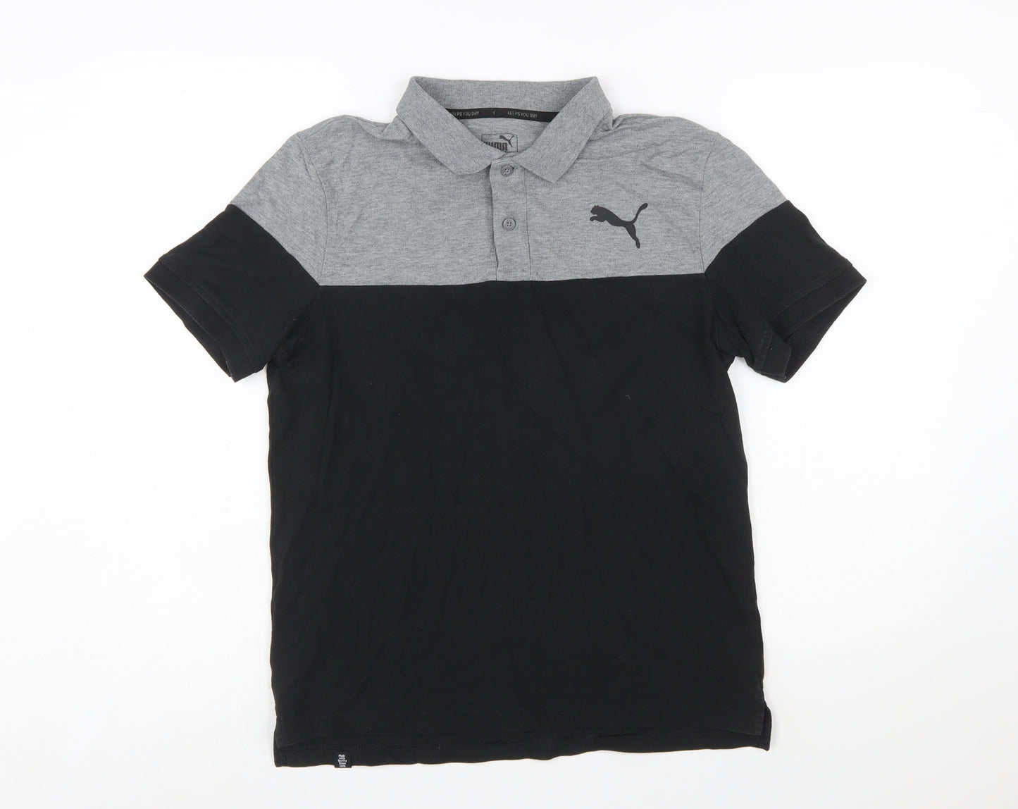 Puma Men's Black & Grey Colourblock Polo Shirt Size S