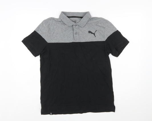 Puma Men's Black & Grey Colourblock Polo Shirt Size S
